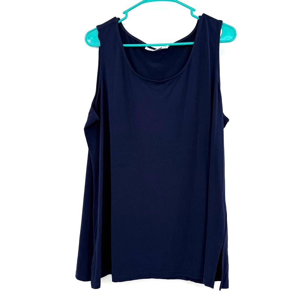 Susan Graver Size XL Navy Blue Tank Top Sleeveless Blouse Shirt Basic Layer